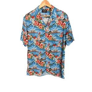 The Kooples Men's Blue Hawaiian Vacation Resort Summer Shirt Medium